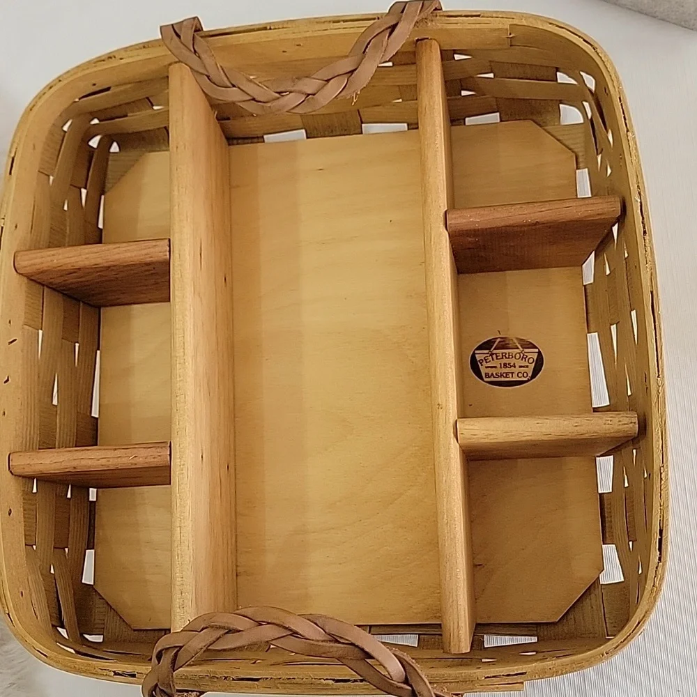 Vintage Peterboro Basket Co. Divided Picnic Charcuterie Organizer
